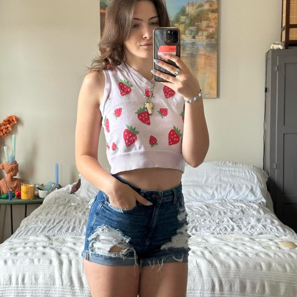 Strawberry pink sweater vest